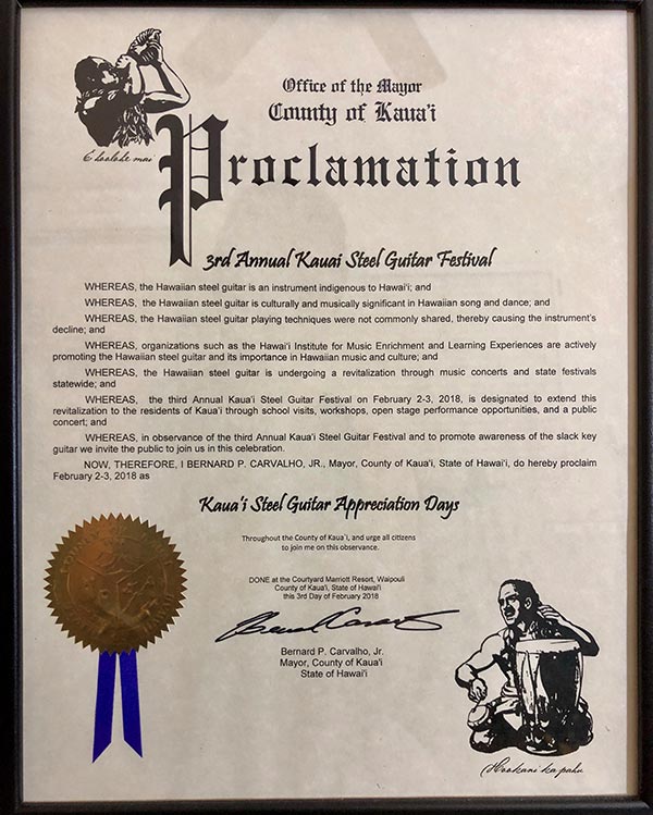 2018 Kaua&lsquo;i Proclamation