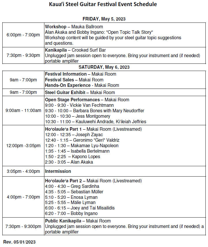 2023 Event Schedule-Sheraton